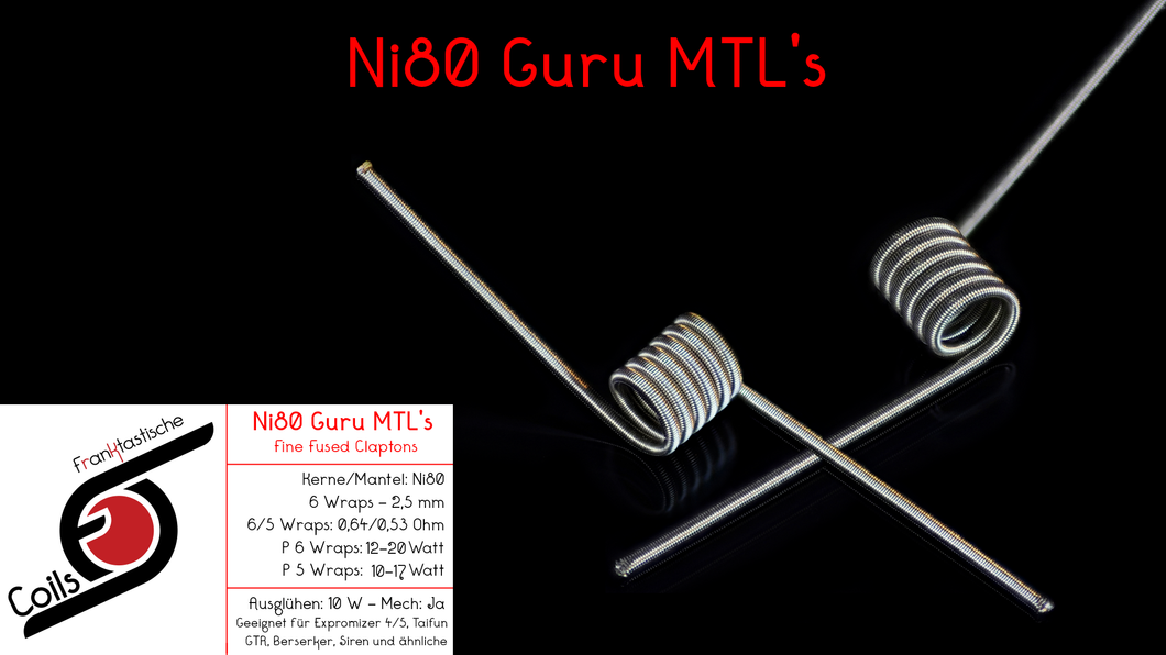 Ni80 Guru MTL's / 0,65 Ohm / ID = 2,5 mm