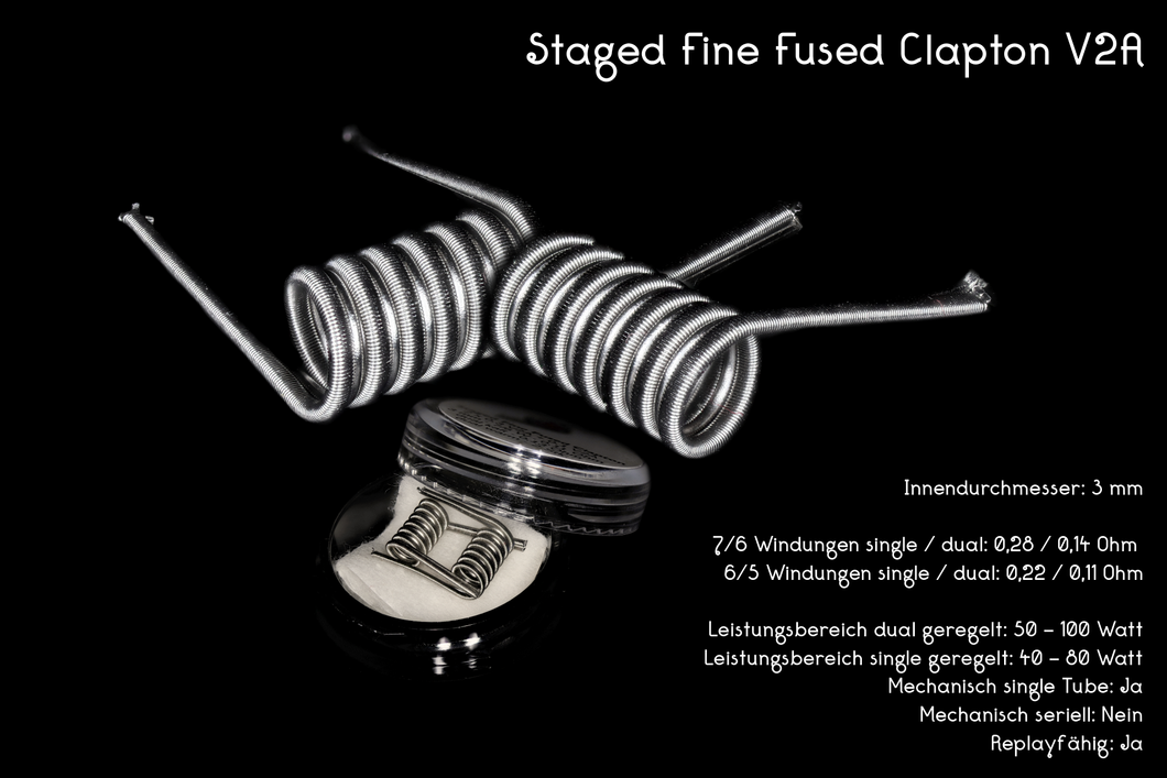 Staged Fine Fused Clapton V2A / 0,14 Ohm dual / ID = 3 mm